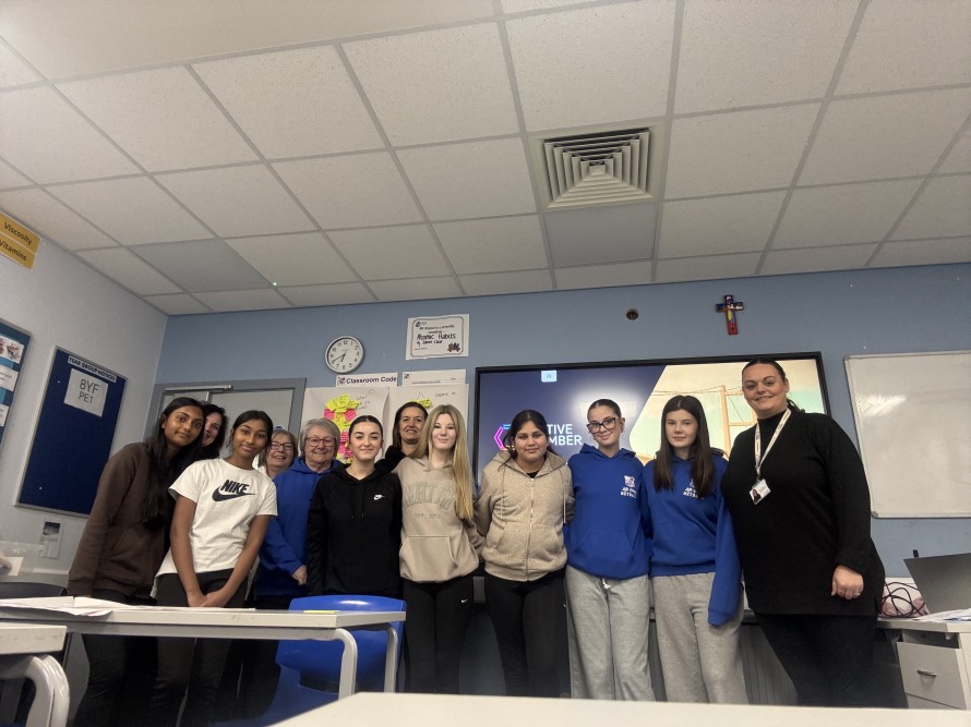 Sport Welfare Officer Mary Smith with a group of student leaders at a training session